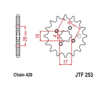 JT Front Sprocket 17 17T Tooth Honda CRF110F CL70 CT70 XR70R ATC70