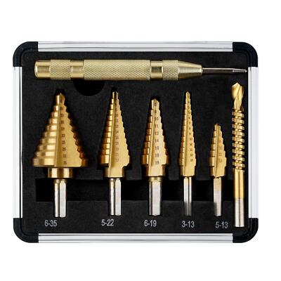 Stufenbohrer-Set, 5-teilig (4-12 mm, 3-13 mm, 3-19 mm, 5-22 mm, 8-35 mm), 1 Automatik +