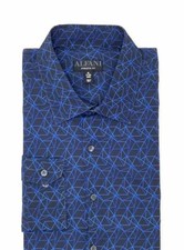  99 Alfani 17-17.5 36/37 Men Athletic-Fit Black Blue Top Dress Shirt DAMAGED 