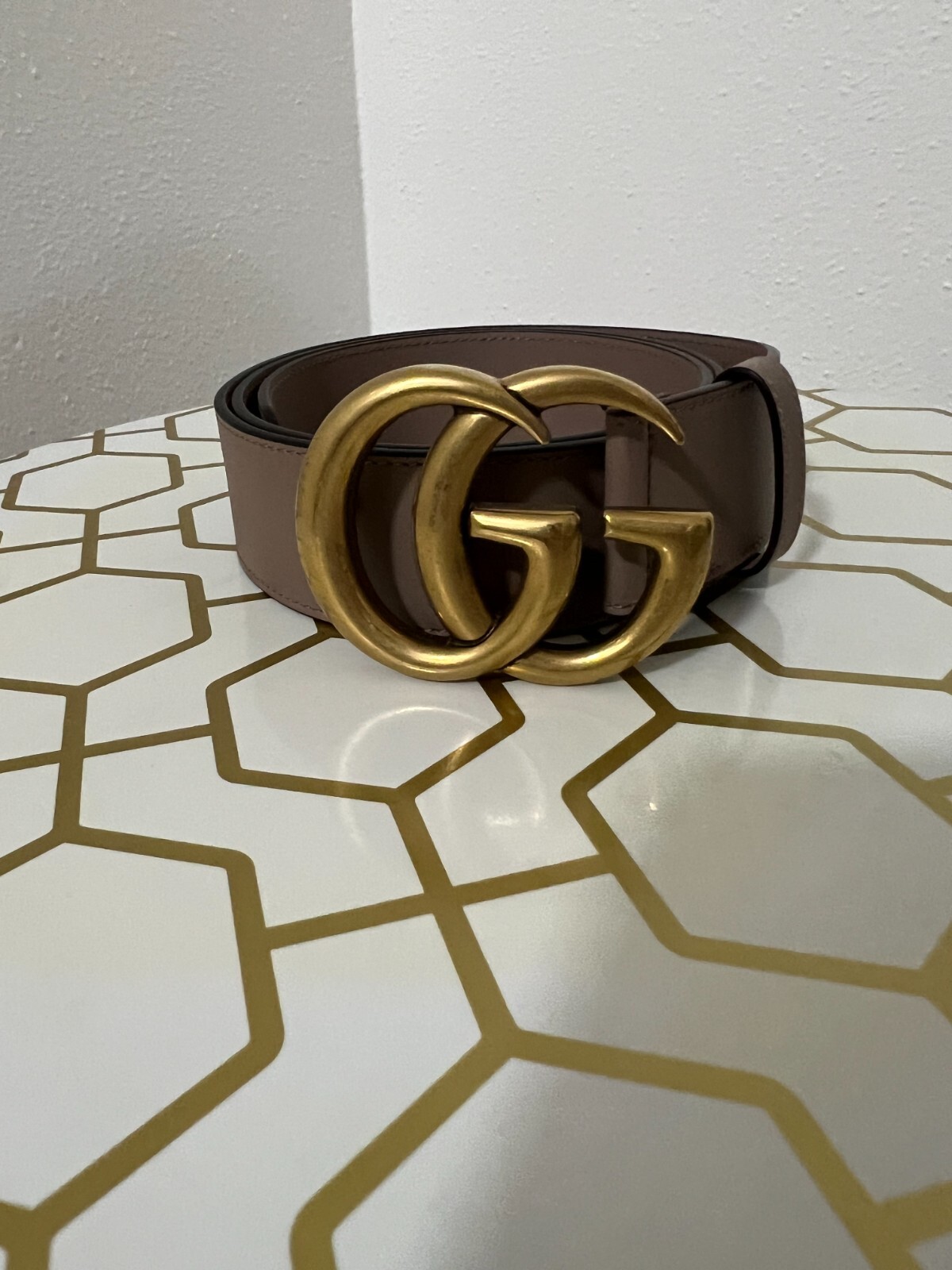 Gucci Double G leather belt size 95 luxury designer accessory-image