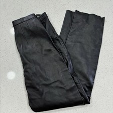 80s 90s Y2K Jacqueline Ferrar Vintage Soft Genuine Leather Black Pants Size 10