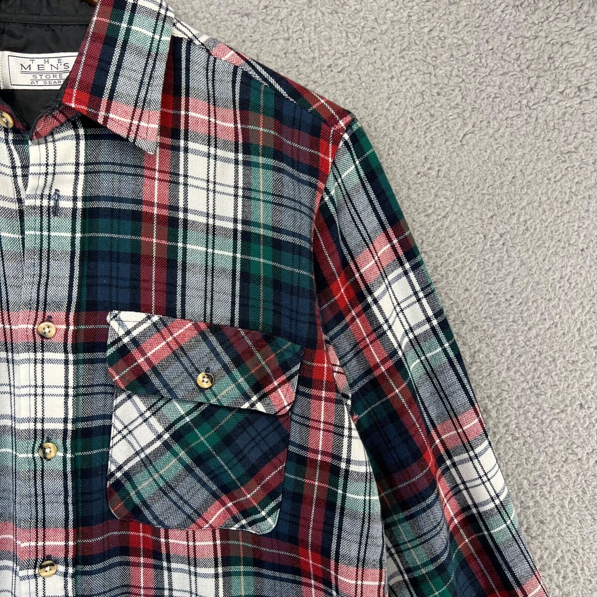 Vintage Sears Flannel Shirt Mens Small Red White Checkered Vintage Sears Flannel Shirt Mens Small Red White Checkered