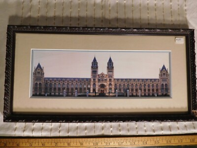 Vintage Glass Framed Color British Parliment Building Picture