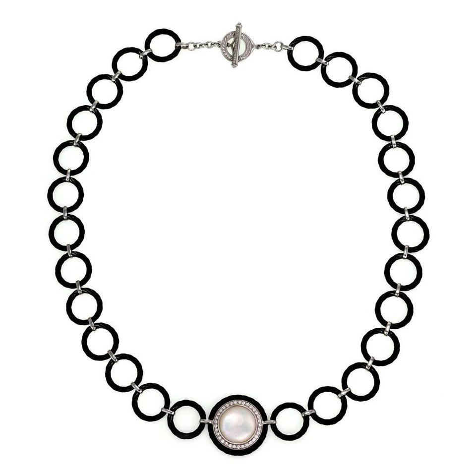 Collar colgante Charriol diamante madreperla oro blanco 18k acero Foto 3 de 4