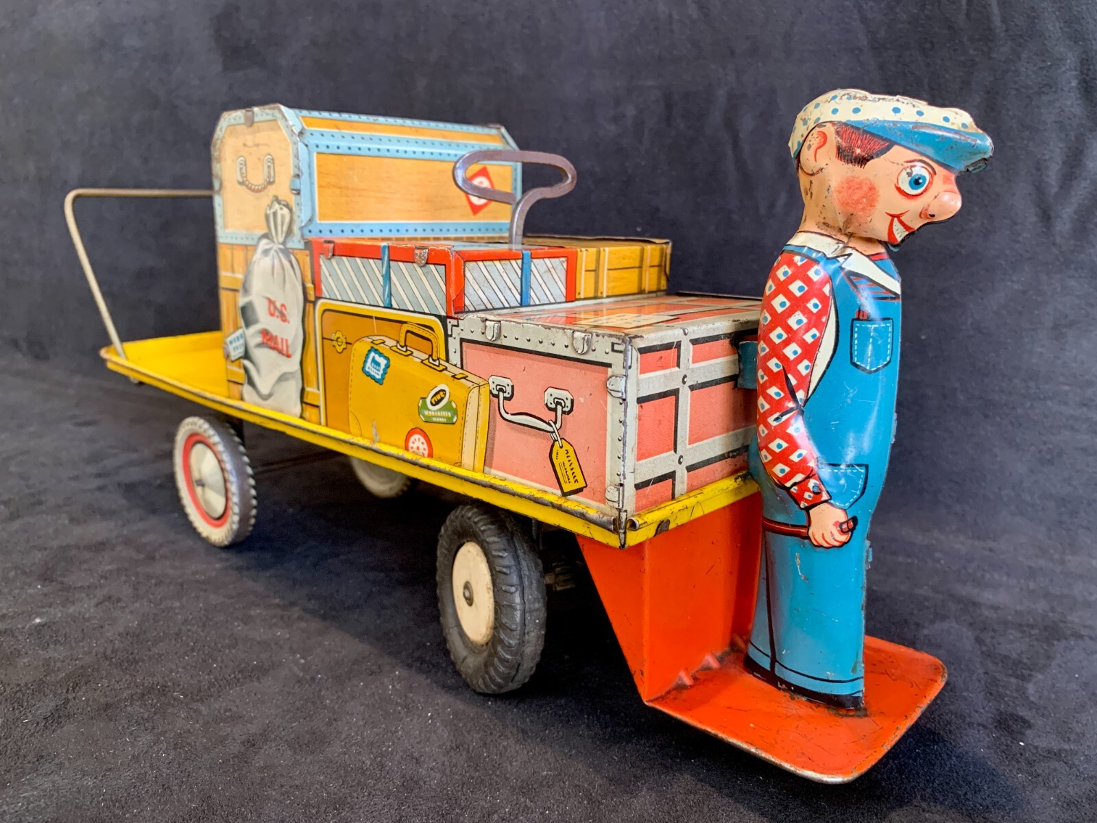 Vintage Unique Art Finnigan Porter Wind Up Tin Litho USA WORKS 1950s Ex Cond