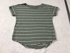 Maurices 24/7 T Shirt Womens M Green White Stripe Short Sleeve Crew Neck