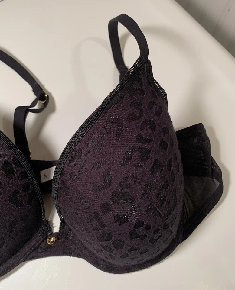 Sujetador Mujer Jennifer Lopez Intimates 34C Negro Y Púrpura Oscuro Con Estampado Animal Foto 3 de 4