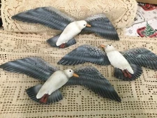 3 Lot Seagulls Birds in Flight  Wall Mount Flock Sculpture Art Hangings