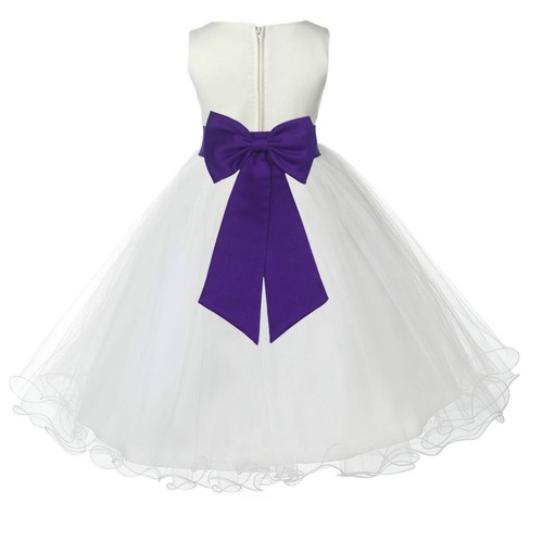 IVORY PEACH BLUE RED MINT CADBURY BLACK YELLOW ORANGE PURPLE FLOWER GIRL DRESS - Picture 8 of 44