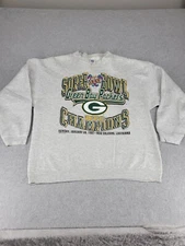 Green Bay Packers Sweatshirt Mens XL Gray Superbowl Logo 7 NFL Football Sports