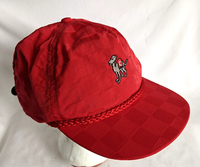 VTG HAT CAP 1990s CAMEL CIGARETTES RED CHECKERED SATIN IMPERIAL CLEAN ADJUSTABLE
