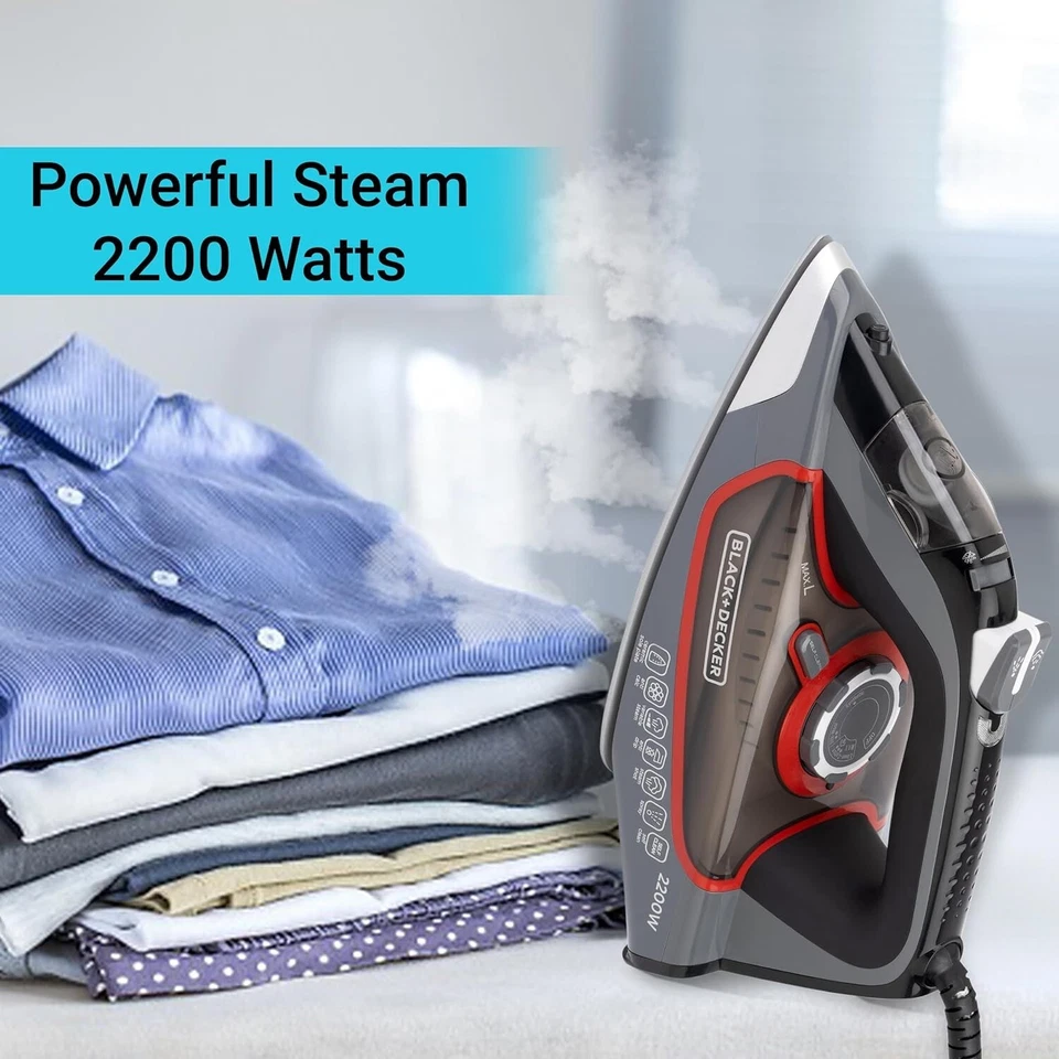 New Black+Decker Bxir2202In, 2200-Watt, Ceramic coated Steam Iron- Free Postage - image 2 of 4