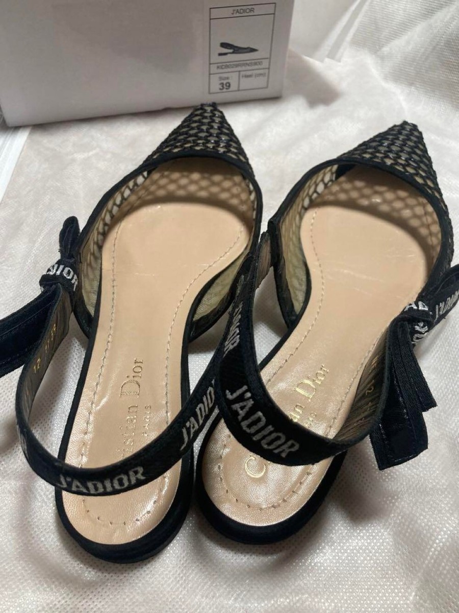 Christian Dior J'adior Slingback Flat Pumps size 39 Black