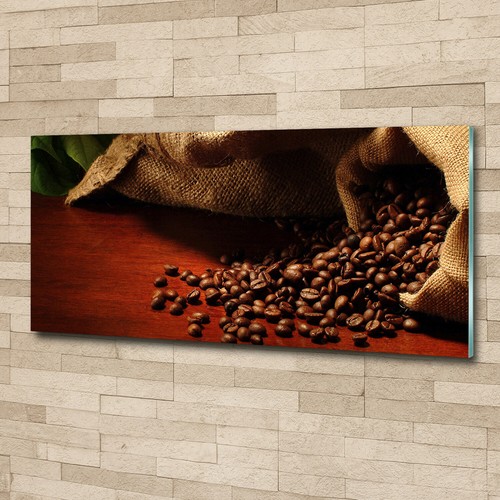 Impression sur verre acrylique Image tableau 125x50 Cuisine Tasse Grains De Café