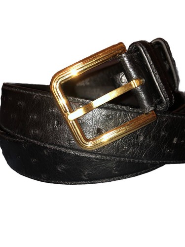 Stefano Ricci Black Ostrich Leather Belt - 第 1/6 張圖片