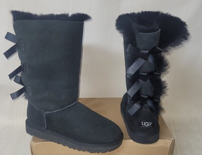 UGG BAILEY BOW Tall Black Boots Youth Women's US NEW, No Box Triplet  Bow