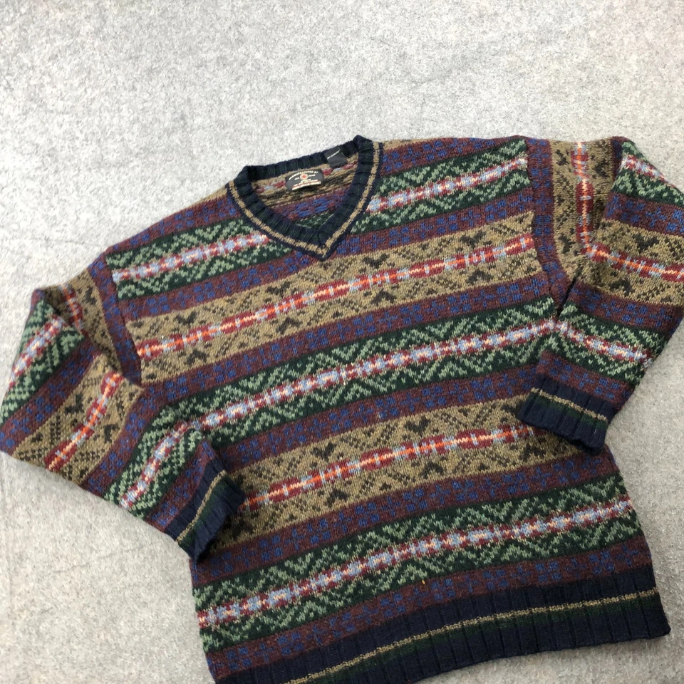 Suéter De Colección American Eagle Hombres Mediano Beige Geométrico Abstracto Esquí Lana Esquí Foto 3 de 4