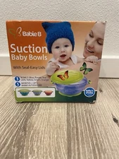 Babie B Suction Baby Bowls & Lids Seal Set of 3 Colorful BPA FREE New Open Box