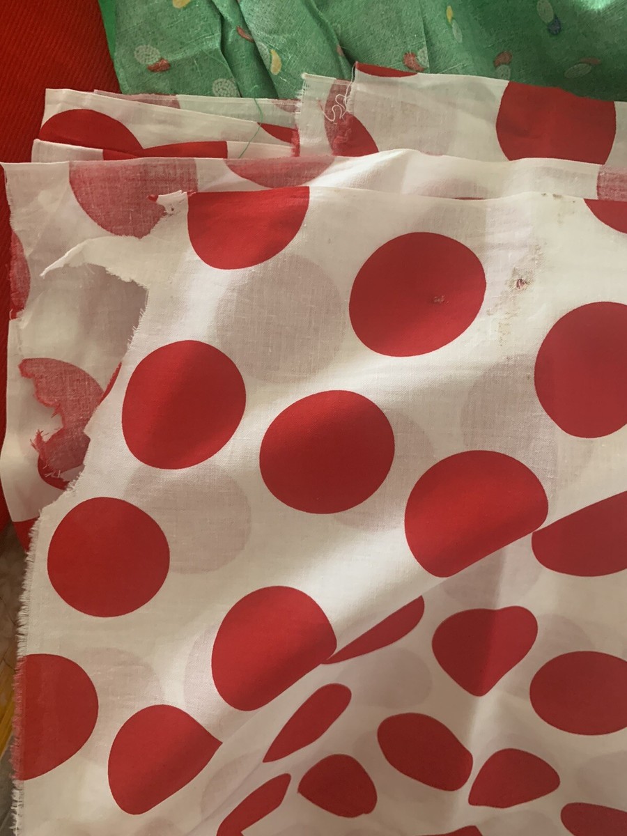 Vintage 80s 90s White And Red Dot Cotton Fabric 132x54” | eBay