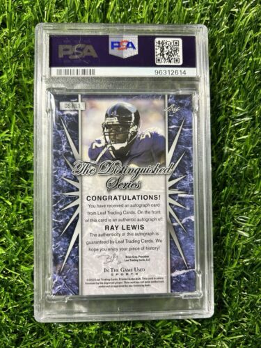 Ray Lewis Auto 2022 Leaf In The Game Distinguished Series Red Autograph Card PSA - Picture 2 of 4