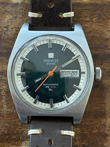 VINTAGE TISSOT PR 516 GL Orologio Da Uomo Automatico Quadrante Blu SWISS  MADE | eBay