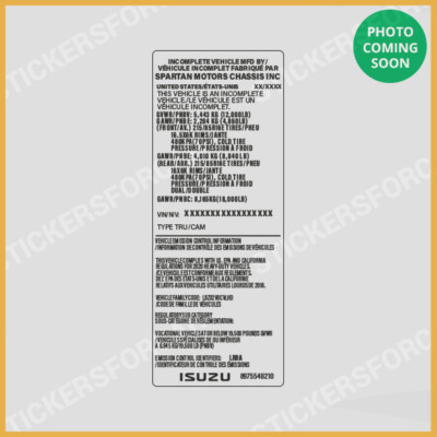 ISUZU VIN ID TAG Custom Decal Sticker 8975548210 | eBay
