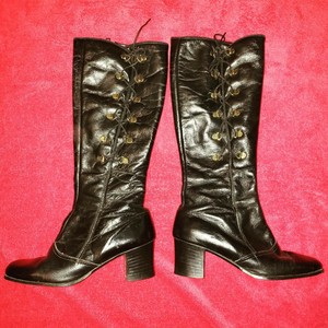 black leather boots ebay