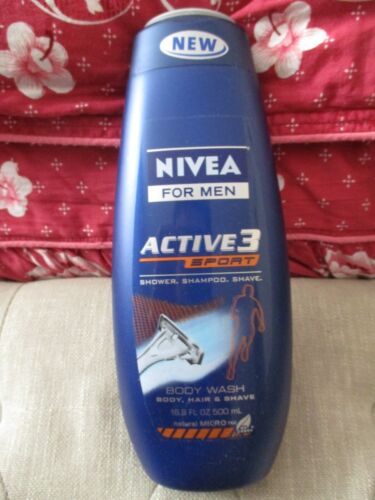 Nivea Active 3 Sport Body Wash For Men 16.9oz body /hair/ shave - Afbeelding 1 van 7