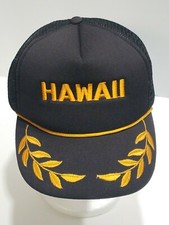 Vintage Hawaii Mesh Snapback Trucker Hat Cap Scrambled Eggs Taiwan Black/Yellow