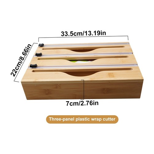 Bamboo Wrap Dispenser With Cutter For Foil ,cling Film Kitchen Storage Organizer - Picture 9 of 11