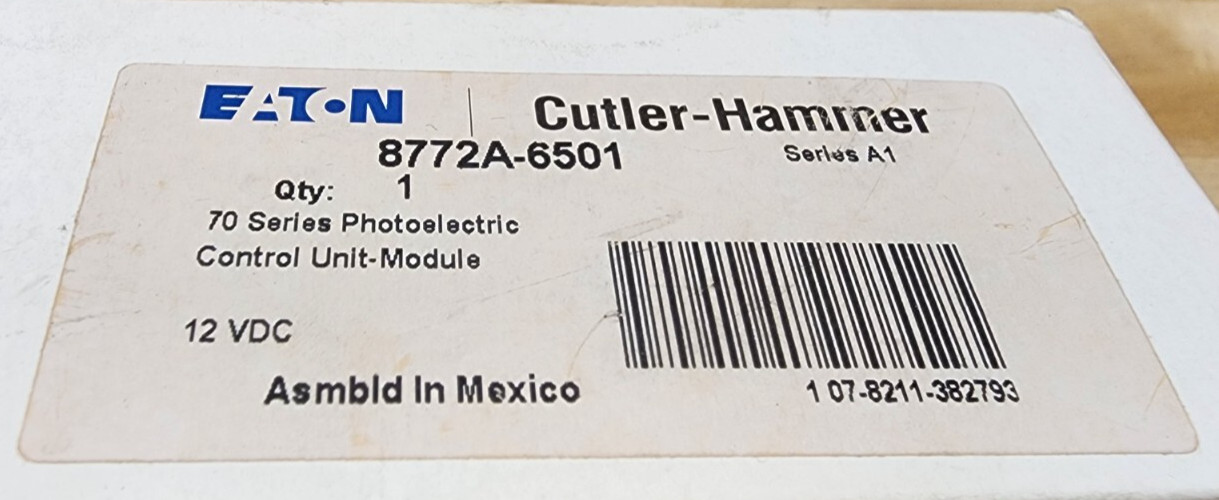 Eaton Cutler Hammer 8772A-6501 Photoelectric Control Unit Module 70 Series NOS