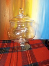 Glass Drugstore Apothecary Jar / Footed Candy Dish With Lid