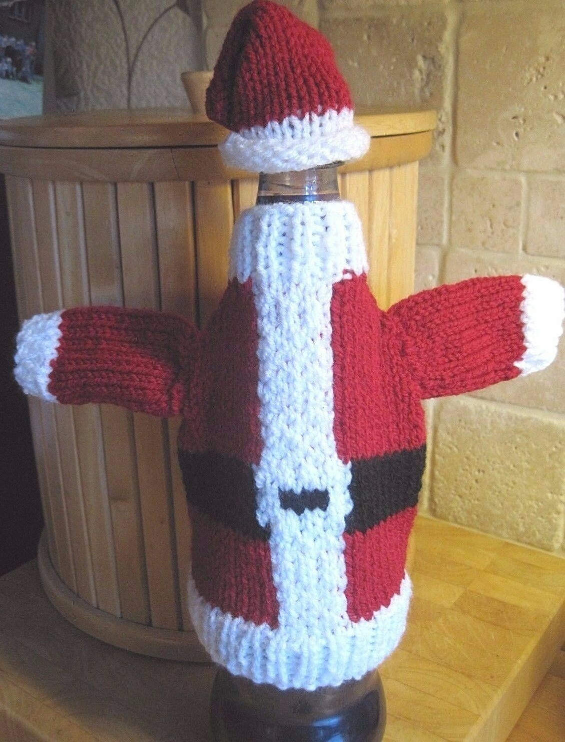 HAND KNITTED SANTA WINE BOTTLE JUMPER 