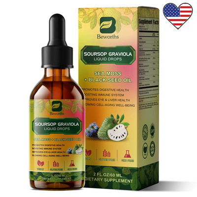 Soursop Graviola Extract Liquid Drop with Sea Moss Black Pepper Burdock 2oz