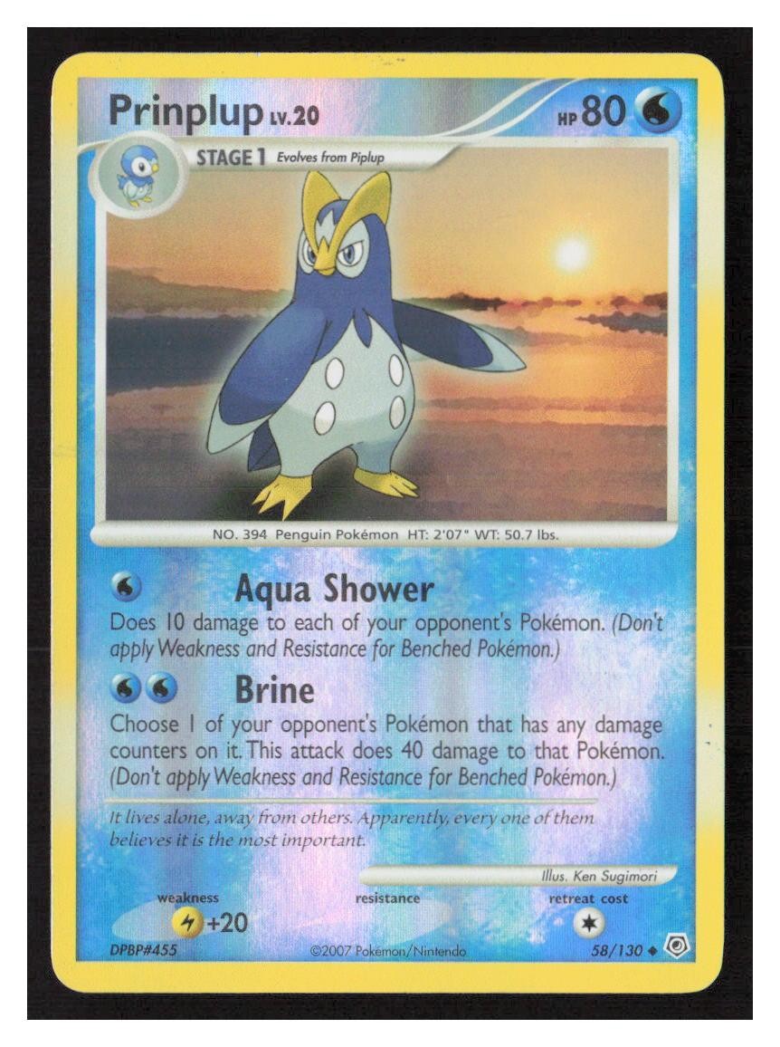 Prinplup Diamond and Pearl #58/130 Reverse Holo LP Pokemon