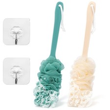 2Pack Back Scrubber for Shower Loofah with Long Handle, Shower Brush for Body, 1