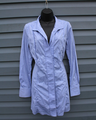 Etcetera Blue Button Up Shirt Dress Size 8 Office Casual Dressy Lightweight EUC