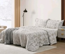 Coma Inducer Snow Lynx Oversized KING Comforter Set 3pc Soft Faux Fur NWT