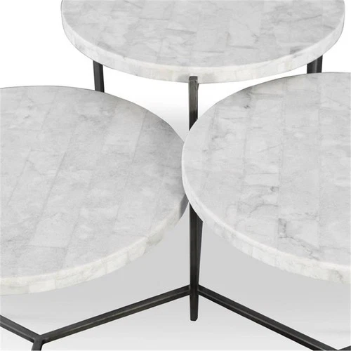 Uttermost Contarini Marble and Iron Tiered Coffee Table in White - Picture 6 of 9
