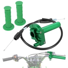 Motorcycle Throttle Twist Throttle Handle Grips Cable Assembly Kit CNC green