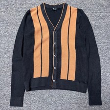 Express Knit Cardigan Sweater Varisty Striped Unisex Sz M Black