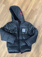 Jordan Kids Boys Youth Black Warm Winter Puffer Jacket with Hood Size Medium