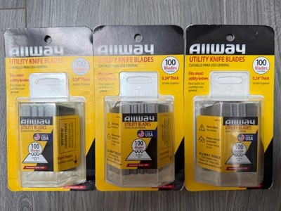 Pack of 3- Allway Tools DSP100 3 Notch Utility Knife Refill, 100 Blades per Pack