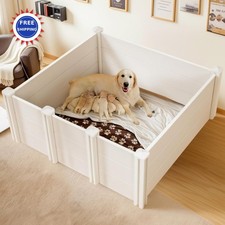 Whelping Box 48x48x18 in Waterproof Rustproof Puppy Playpen Large Breed Dogs