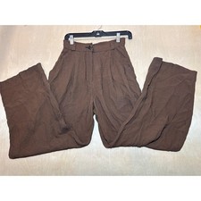 Vintage Emanuel Ungaro Striped Pleated Wide Leg Pants Trousers Brown Tan 4/38