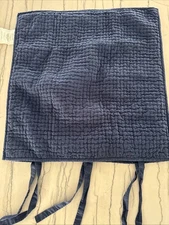 Pottery Barn Euro Pillow Sham Cover Navy Blue Pick Stitch Tie Closure 9260167