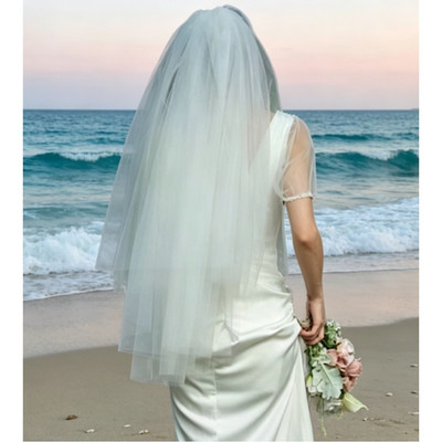 Two Layer Korean Wedding Headpiece with Metal Hair Comb for Elegant Hairstyles