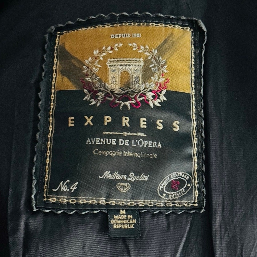 Express Avenue de L'Opera Genuine Leather Belted Moto Jacket Black Thinsulate M image 9