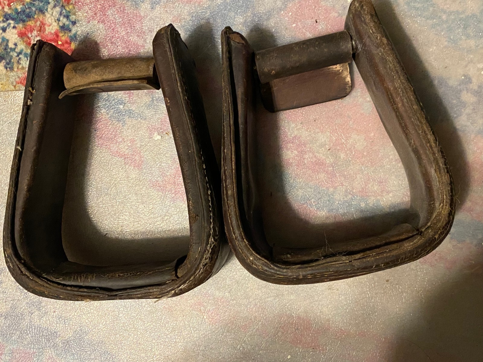 used western working stirrups tooled leather wrapped free shipping