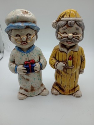 Grandma And Grandpa Christmas Ceramic 1970's